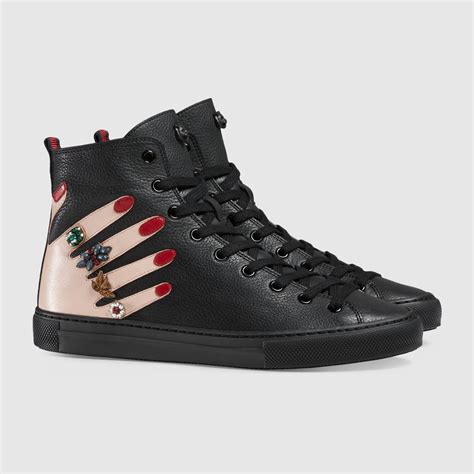 fashiop rep gucci leather high-top|gucci embroidered sneakers.